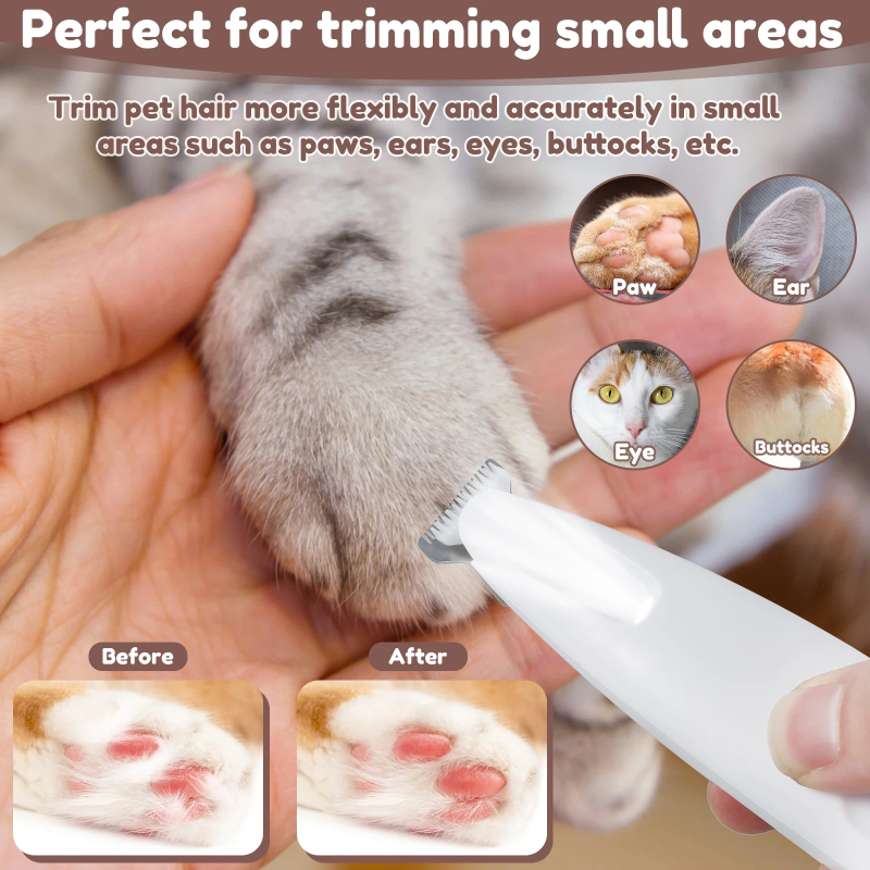 LED Dog Paw Trimmer - Waterproof, wide blade, LED display + Free nail Clipper - friendly pets