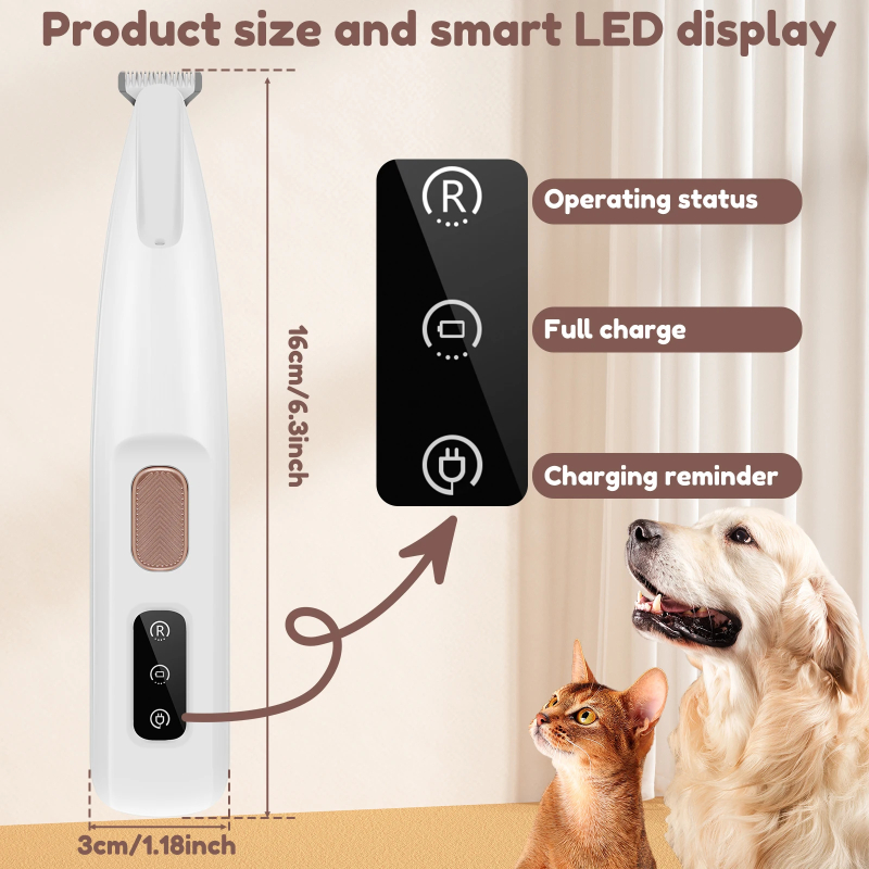 LED Dog Paw Trimmer - Waterproof, wide blade, LED display + Free nail Clipper - friendly pets