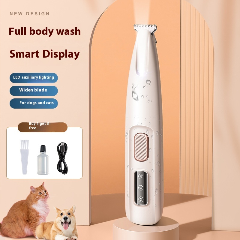 LED Dog Paw Trimmer - Waterproof, wide blade, LED display + Free nail Clipper - friendly pets