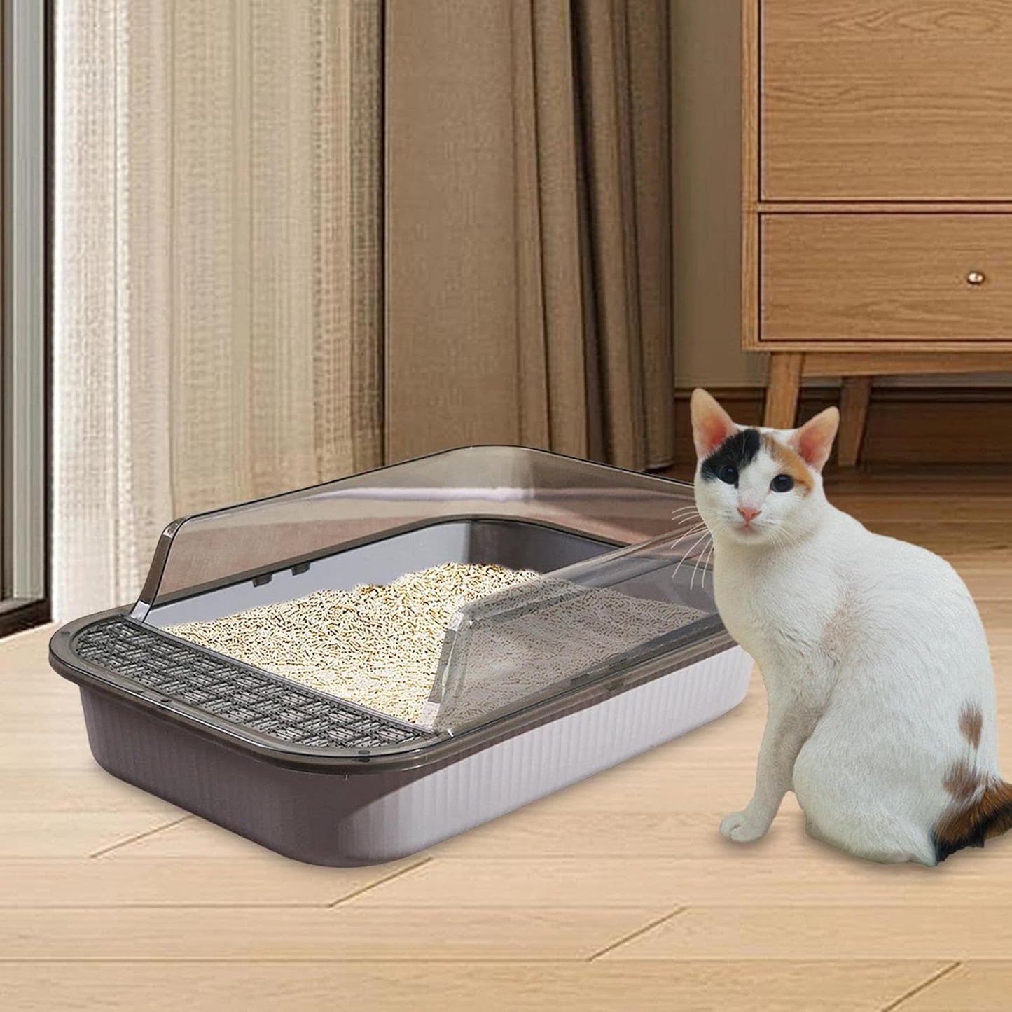 Splashproof Cat Litter Box with High Sides & Scoop – Ultimate Clean & Mess-Free Solution - friendly pets