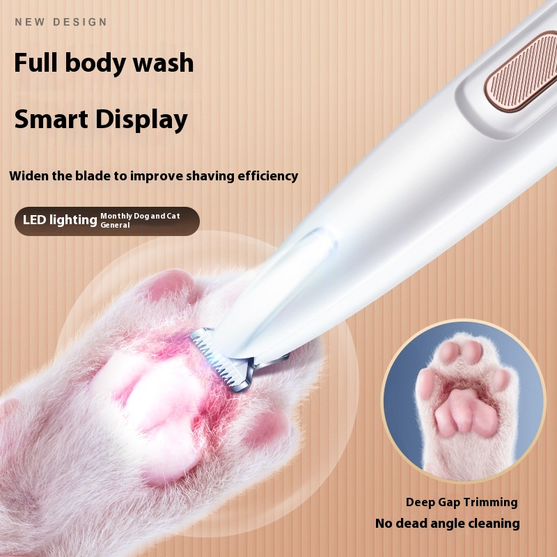 LED Dog Paw Trimmer - Waterproof, wide blade, LED display + Free nail Clipper - friendly pets