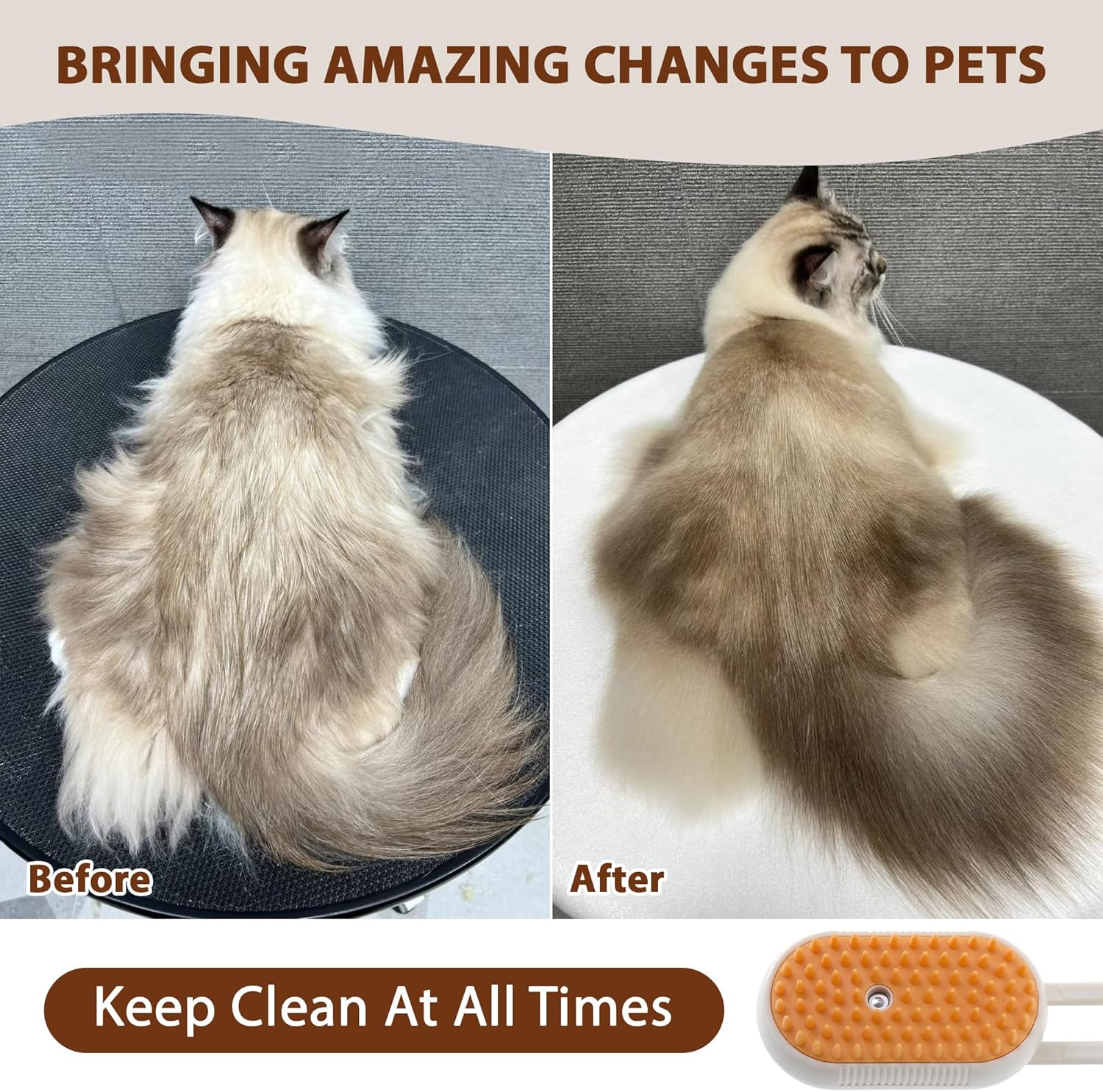 Friendly Pets Steamy Groom & Massage Brush - friendly pets