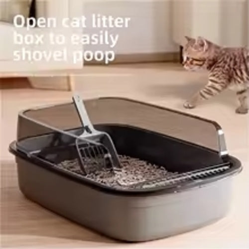 Splashproof Cat Litter Box with High Sides & Scoop – Ultimate Clean & Mess-Free Solution - friendly pets