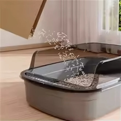 Splashproof Cat Litter Box with High Sides & Scoop – Ultimate Clean & Mess-Free Solution - friendly pets